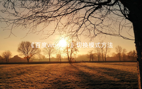 《百度wonder》切换模式方法