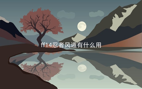 ff14忍者风遁有什么用